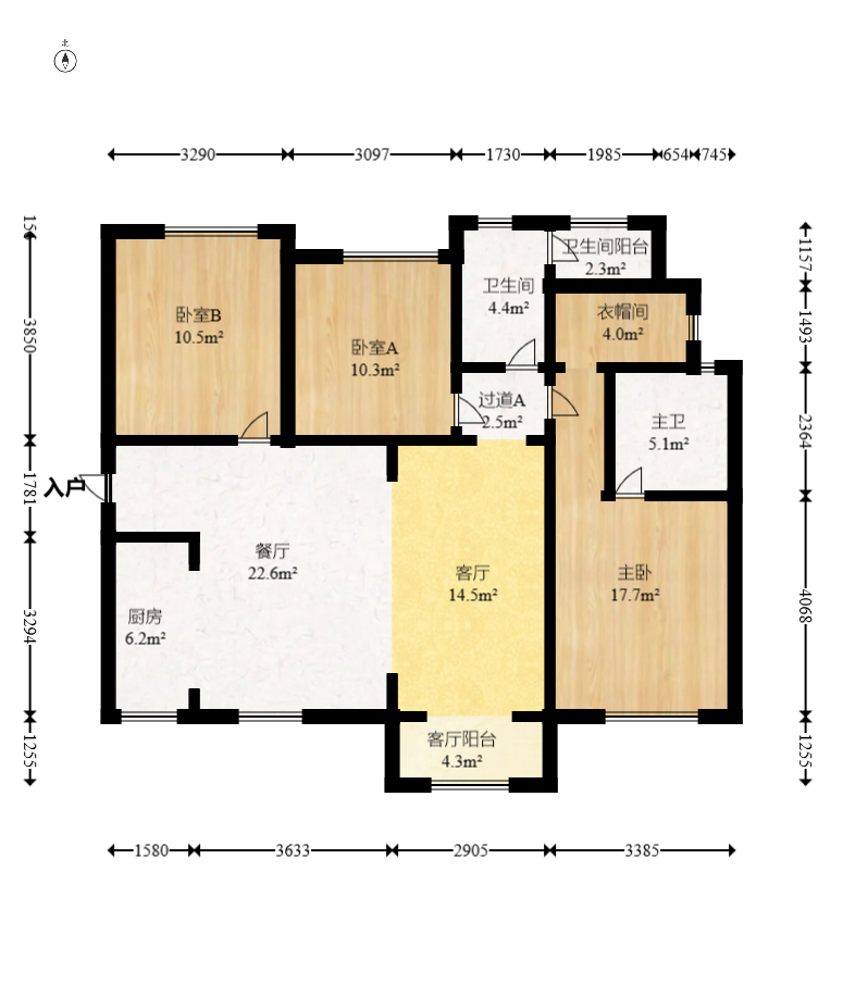 保利天禧D区  4室2厅2卫   287.00万室内图1