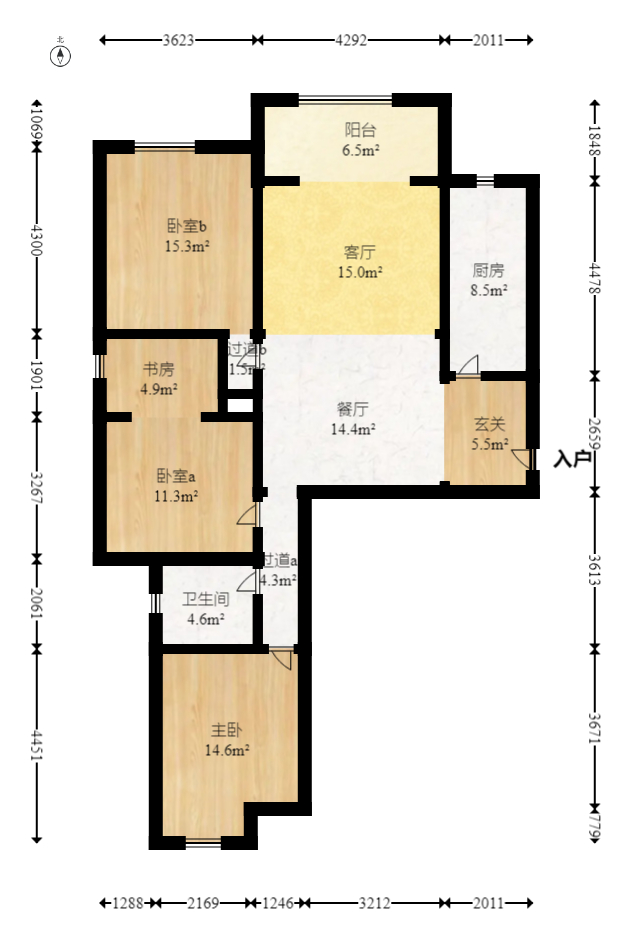 富基世纪公园  3室2厅2卫    66.0万室内图1