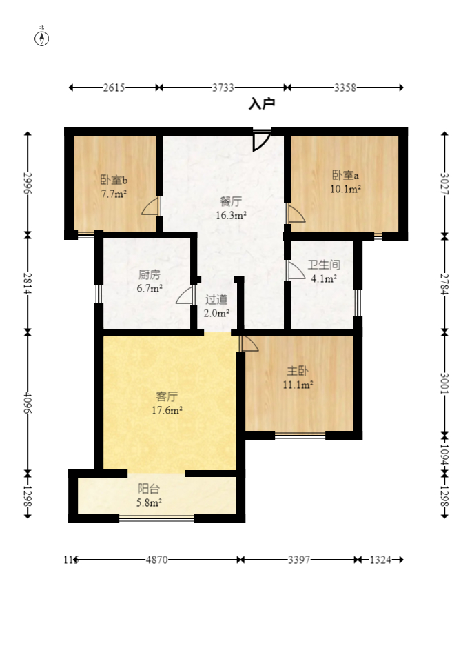 富基世纪公园  3室2厅1卫    60.0万室内图1