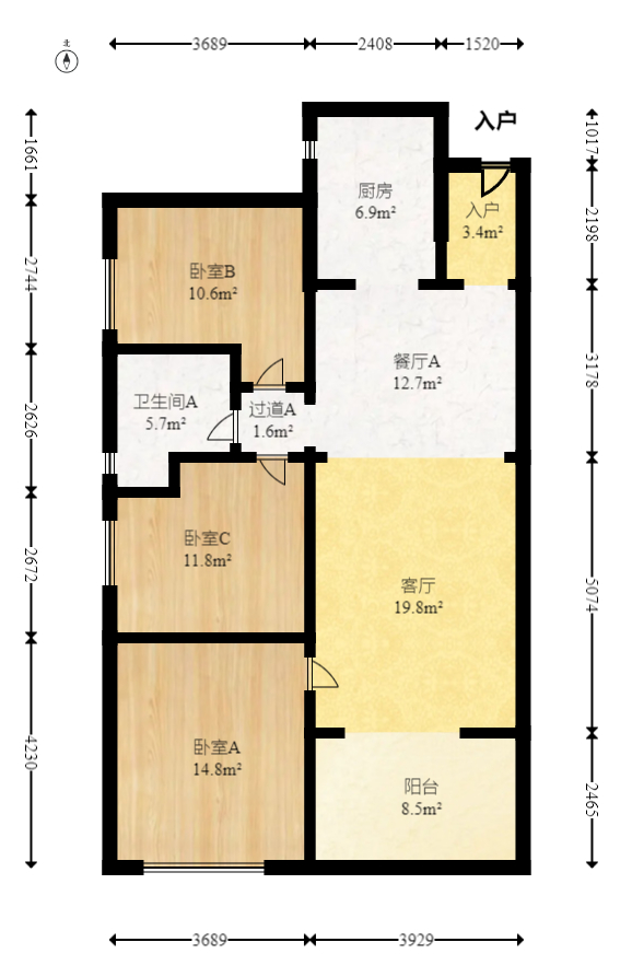 万科魅力之城非凡里 3室2厅1卫 98.0万 万科魅力之城非凡里 3室2厅1卫 98.0万户型图