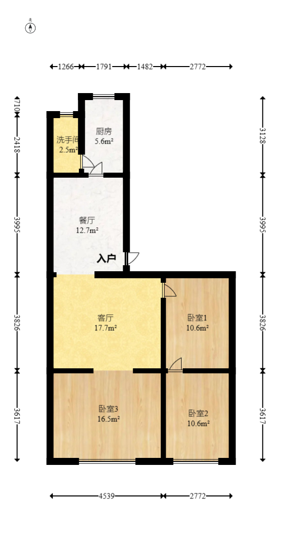 省儿童医院单位宿舍  3室2厅1卫   87.00万室内图1