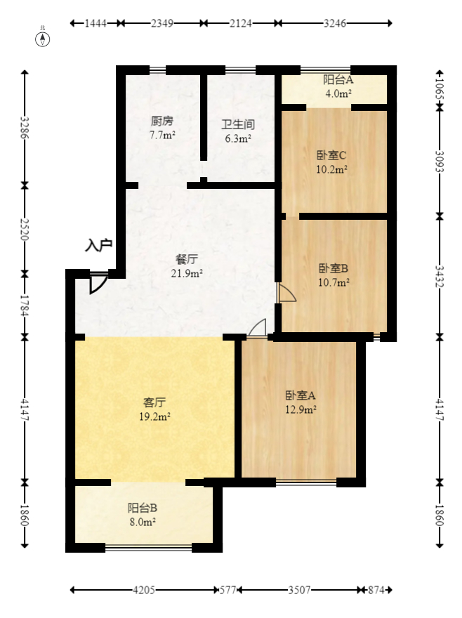 鄱阳小区  3室2厅1卫   67.80万室内图1