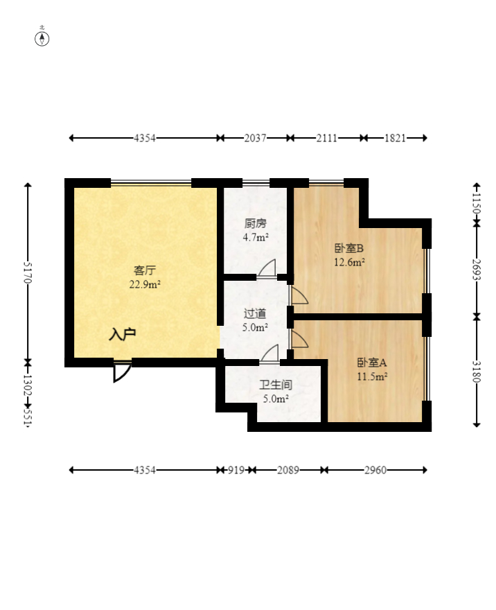 华远华时代  4室2厅2卫    92.0万室内图1