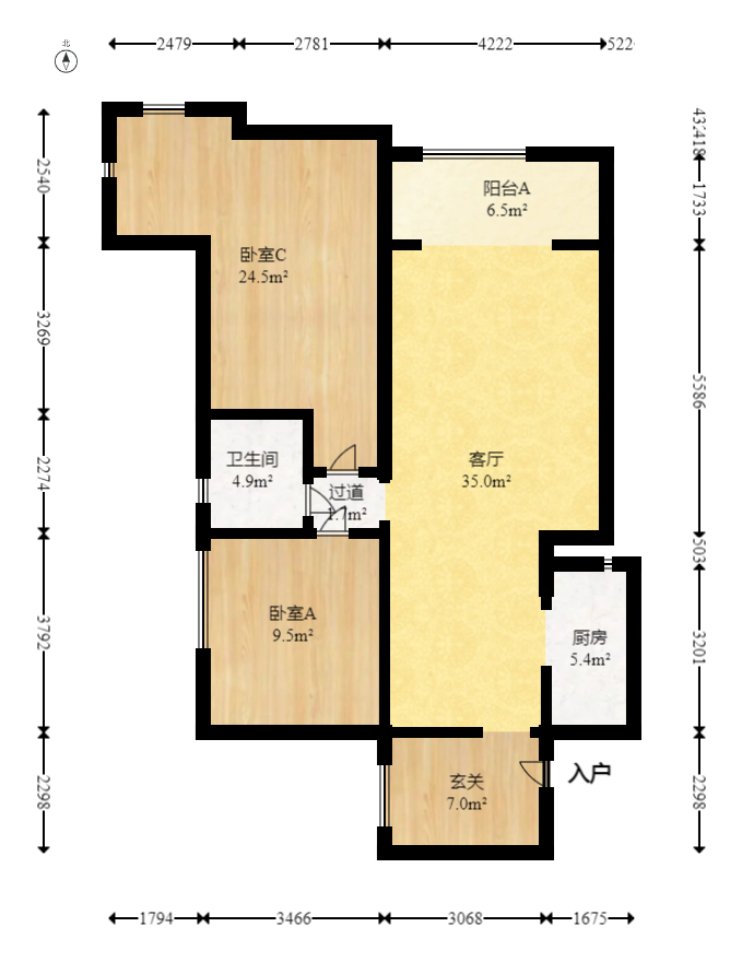海拔东方  2室2厅1卫   88.80万室内图1