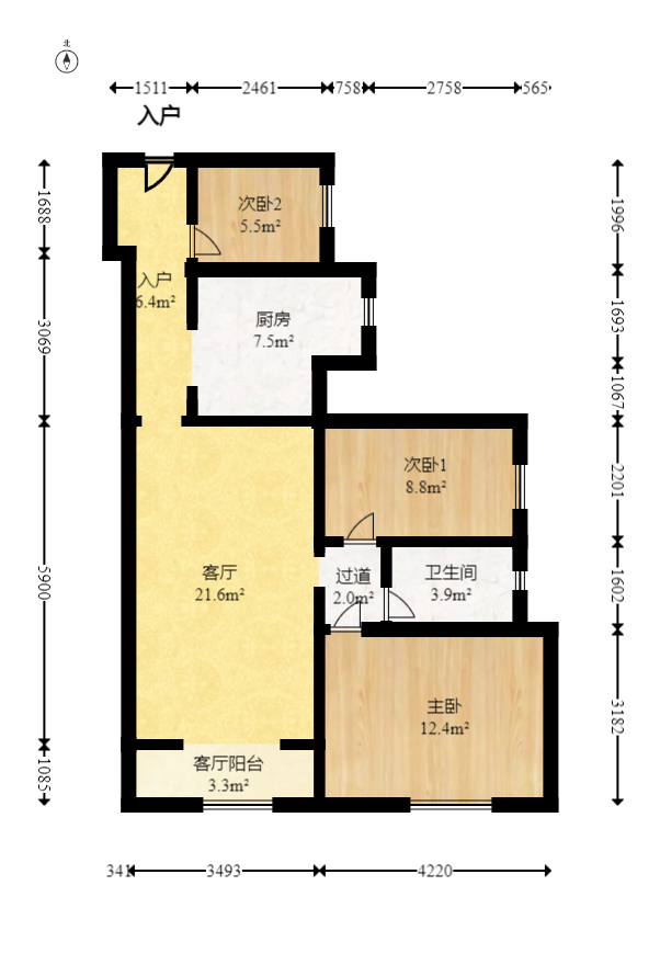 恒基凯旋门一二期  3室2厅1卫    78.0万 恒基凯旋门一二期  3室2厅1卫    78.0万户型图