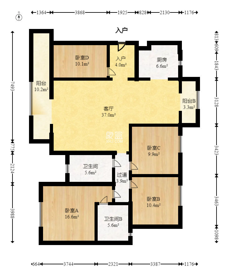 中建梅溪湖中心  4室2厅2卫    168.0万