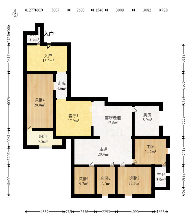 新达商务大厦  5室1厅2卫   198.00万