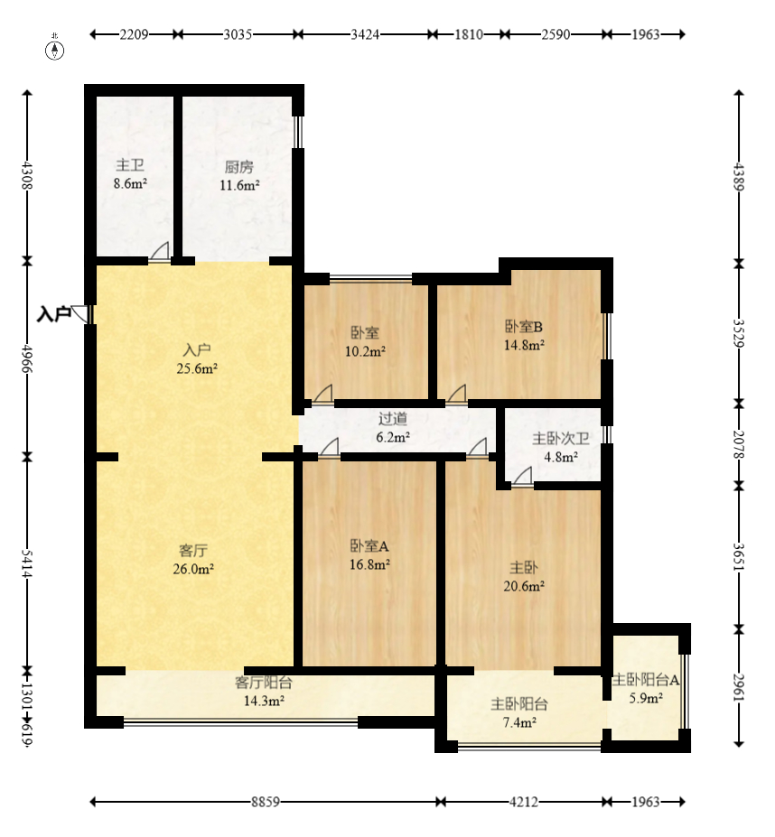 开源鑫苑 4室2厅2卫 76.0万 开源鑫苑 4室2厅2卫 76.0万户型图