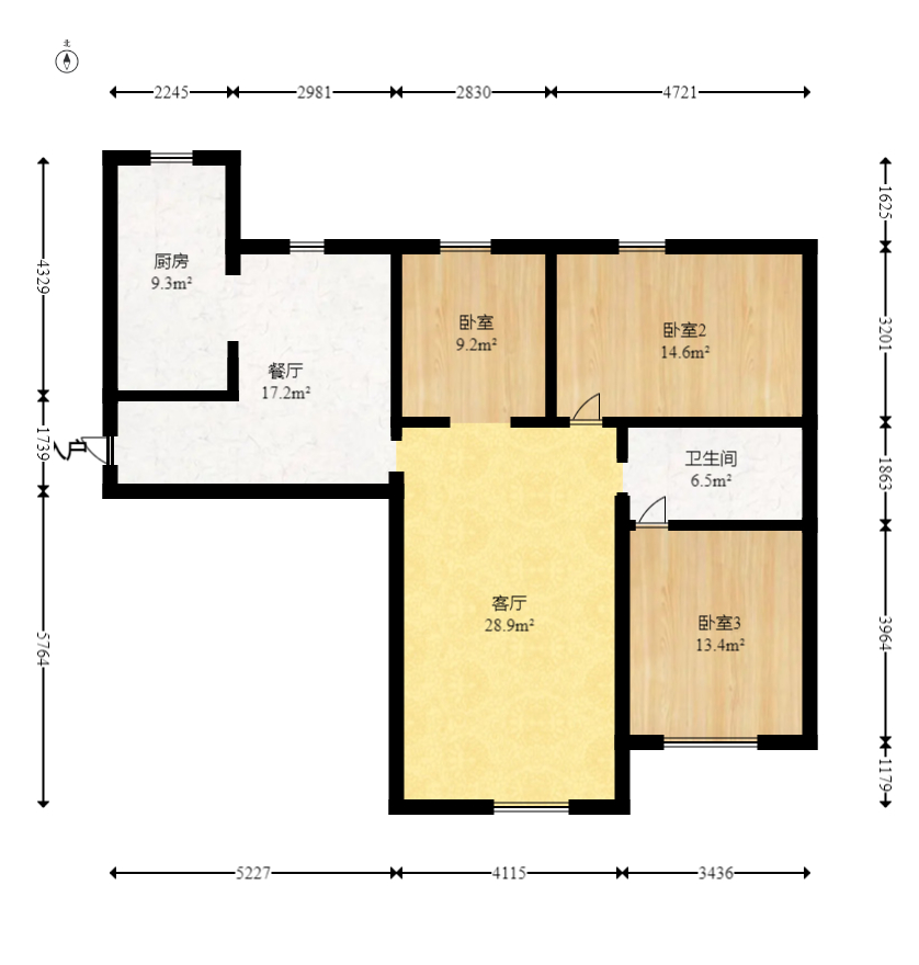 中国铁建国际城二期  3室2厅1卫   67.00万室内图1