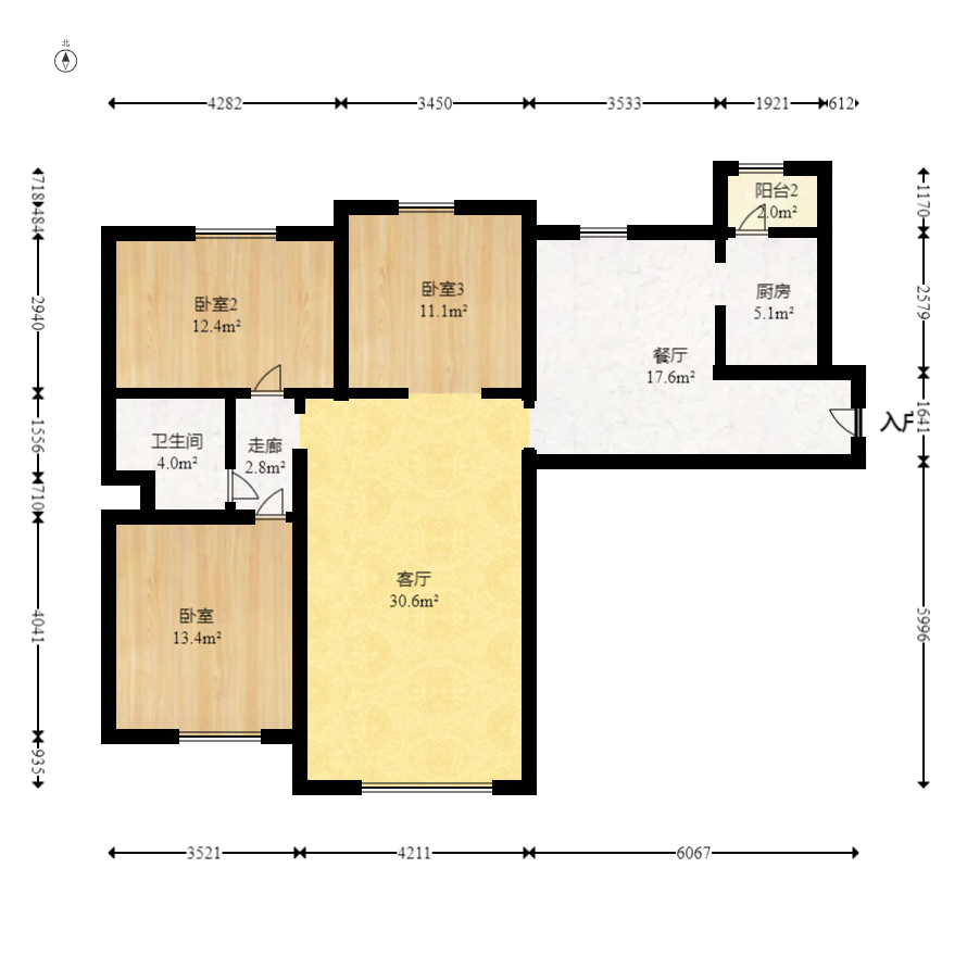 中國鐵建國際城二期  3室2廳1衛(wèi)    69.9萬室內(nèi)圖1