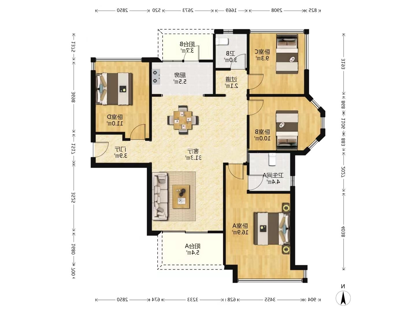 翡翠公园(北大资源) 4室2厅2卫 61.5万 翡翠公园(北大资源) 4室2厅2卫 61.5万室内图