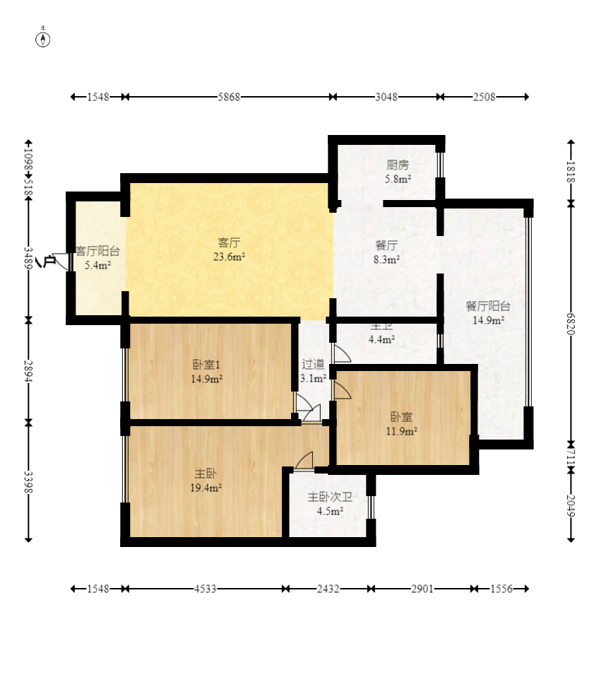 山水湾 3室2厅2卫 85.0万 山水湾 3室2厅2卫 85.0万户型图