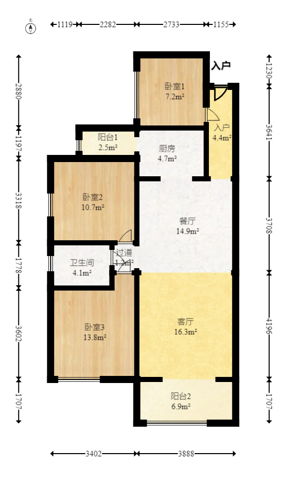 润和之悦（金泽园）  3室2厅1卫    66.8万室内图1