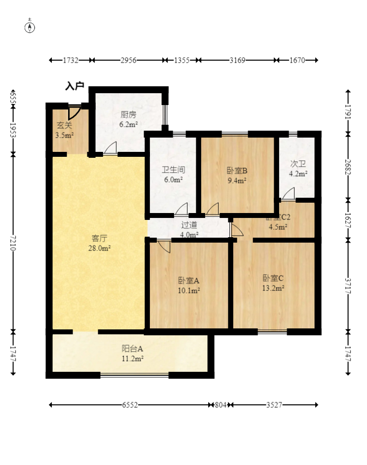 旭辉雨花郡  3室2厅2卫   162.00万室内图1