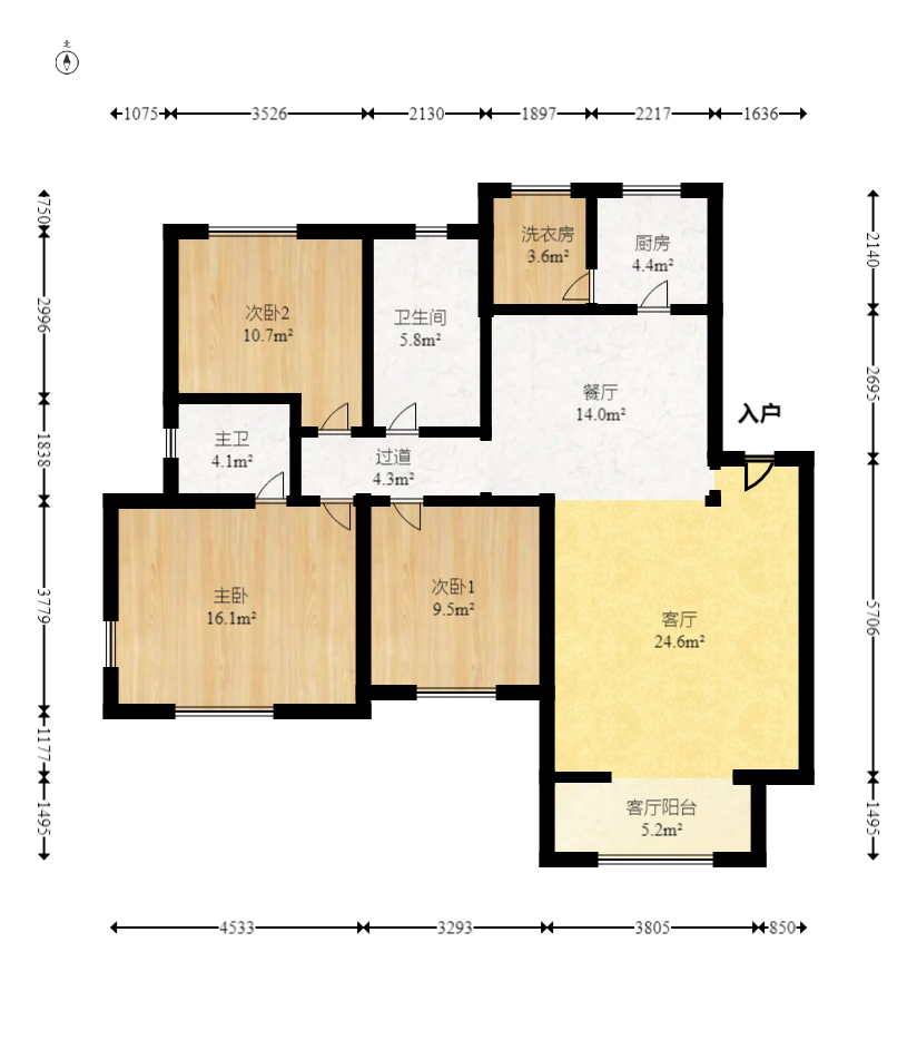 幸福洋房 3室2厅1卫 61.0万 幸福洋房 3室2厅1卫 61.0万户型图