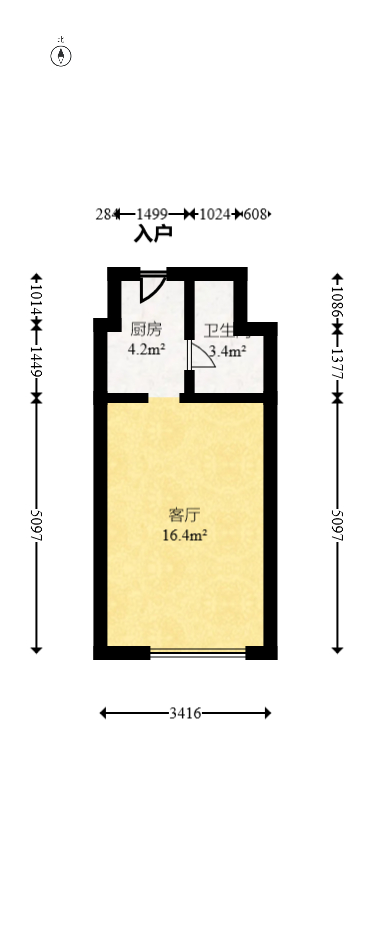 卓越浅水湾  2室2厅1卫   49.00万室内图1