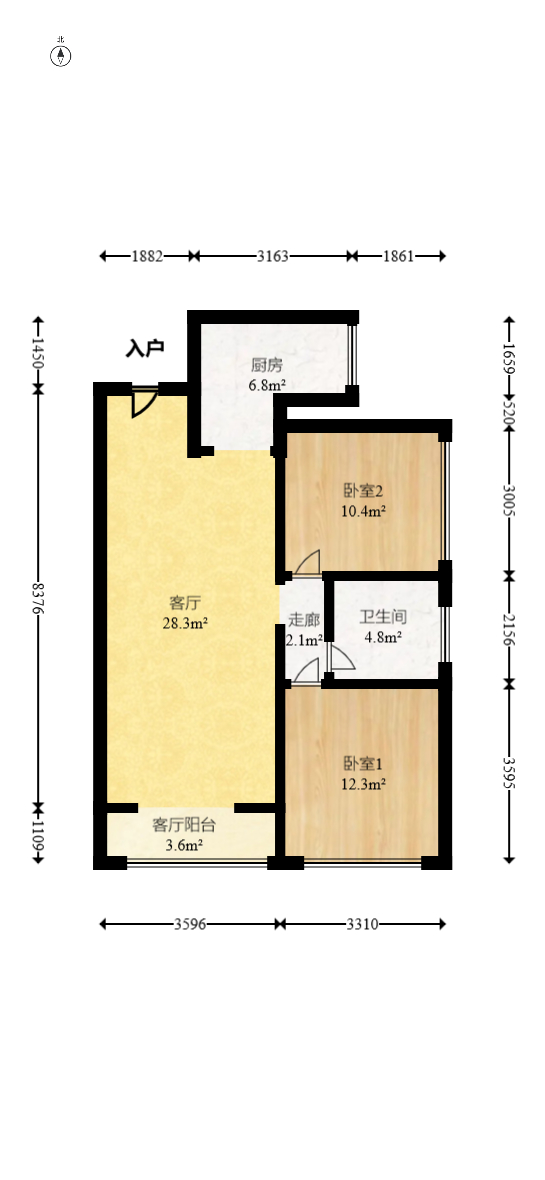 中建信和城 2室2厅1卫 95.0万 中建信和城 2室2厅1卫 95.0万户型图
