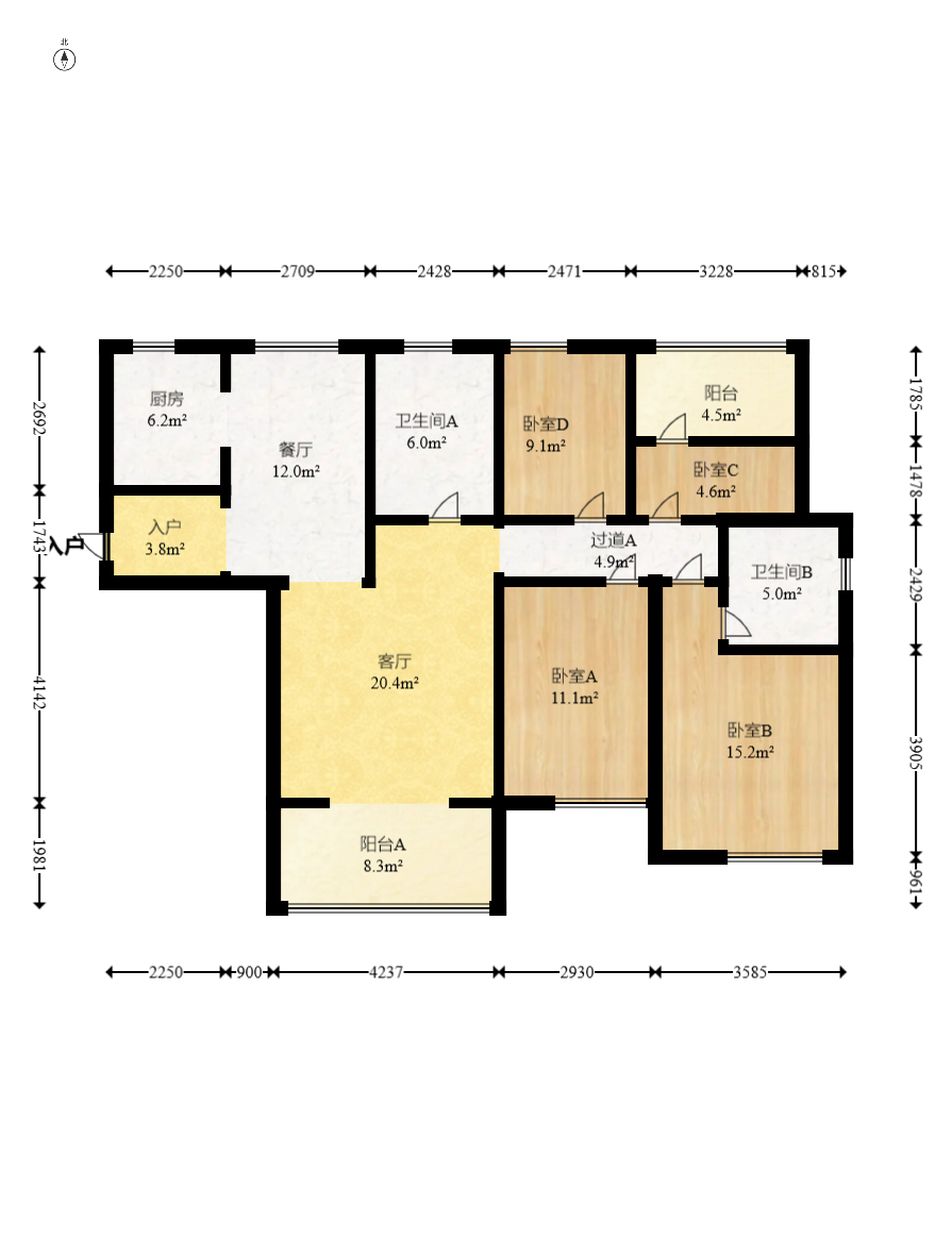 中建嘉和城  4室2厅2卫   107.00万室内图1