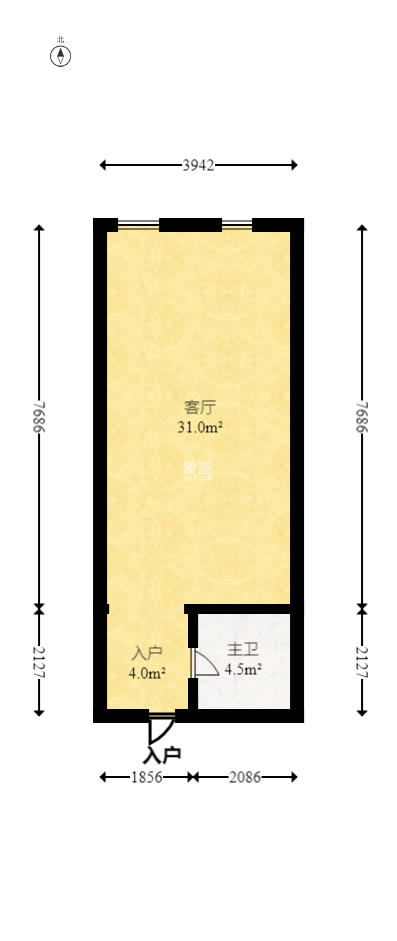 广华国际公馆（广华大厦）  1室1厅1卫   30.50万室内图1
