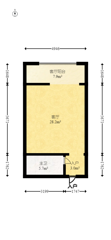 明城公寓  1室1厅1卫    34.88万室内图1