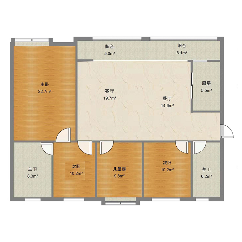 欧洲城  4室2厅2卫   72.80万室内图
