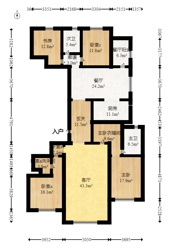 梅溪华府（新城金茂梦想华府）  4室2厅3卫    434.0万室内图1