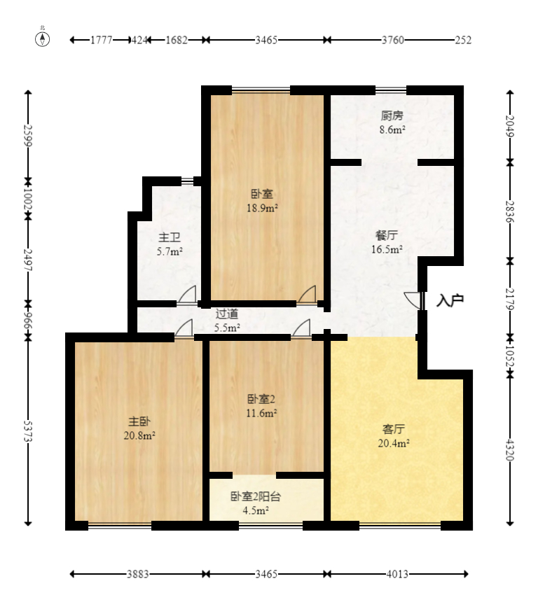 艾美潇湘 3室2厅1卫 98.8万 艾美潇湘 3室2厅1卫 98.8万户型图