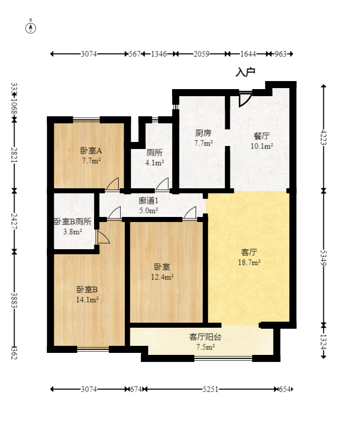 映客龙湖璟翠公馆（映客龙湖璟翠中心）  3室2厅2卫   177.00万室内图1