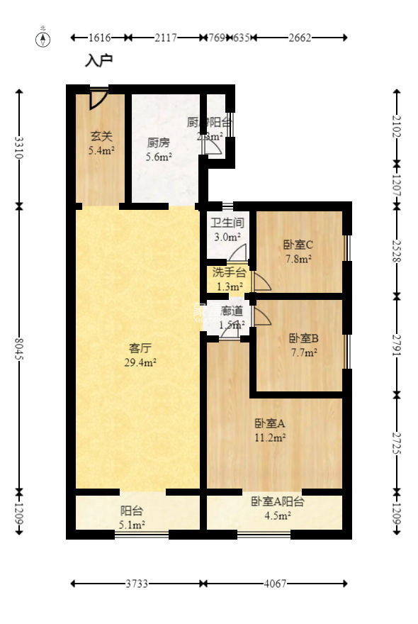 江山帝景雅典  3室2厅1卫    113.98万