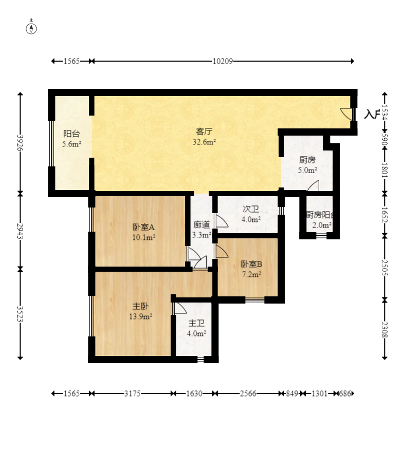 江山帝景雅典  3室2厅2卫   100.00万室内图1