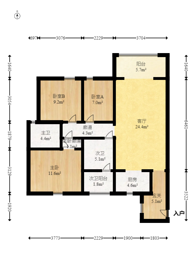 江山帝景哈佛  3室2厅2卫    95.0万室内图1