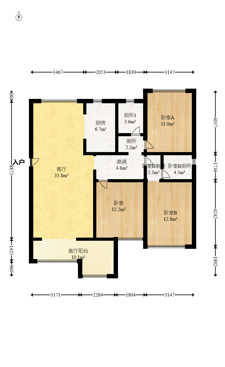 蓝光雍锦半岛  3室2厅2卫   128.00万室内图1