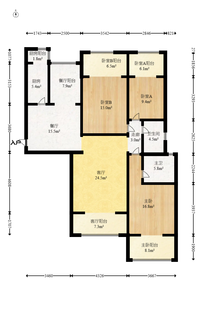 东能华府 4室2厅2卫 112.0万 东能华府 4室2厅2卫 112.0万户型图