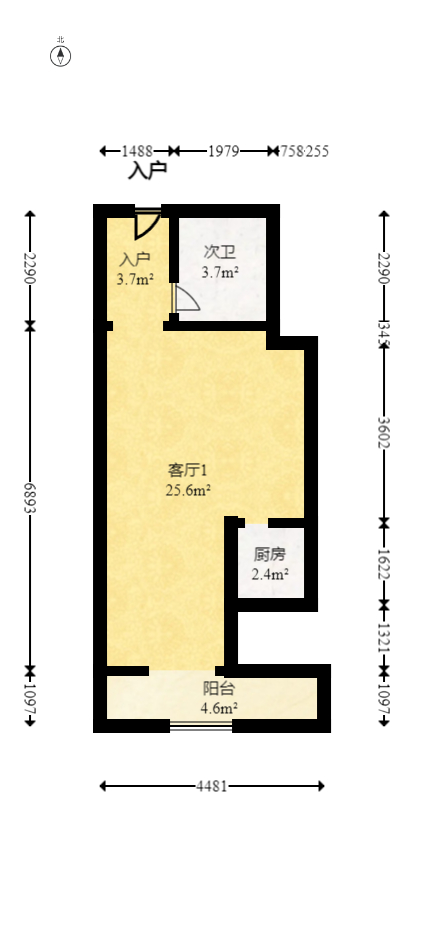 望海国际广场  1室1厅1卫   55.00万室内图1