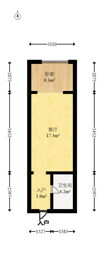 惠通才郡  1室1厅1卫    35.0万室内图1
