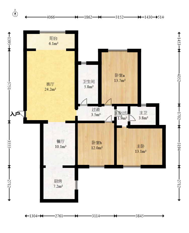 红建滨水铭城 3室2厅1卫 64.0万 红建滨水铭城 3室2厅1卫 64.0万户型图