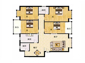 东方家园  3室2厅2卫   53.80万室内图