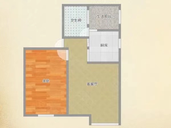 2076至高点  1室1厅1卫   1200.00元/月户型图