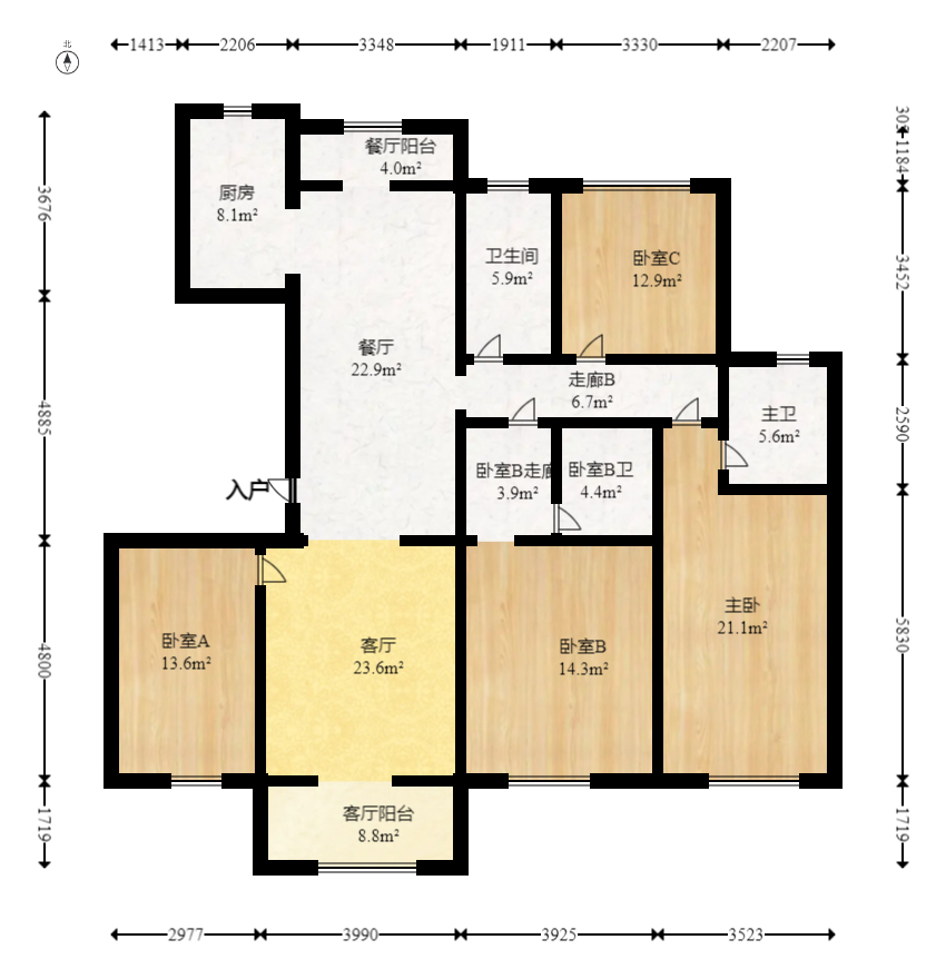 长沙美的梧桐庄园  4室4厅2卫   230.00万室内图1