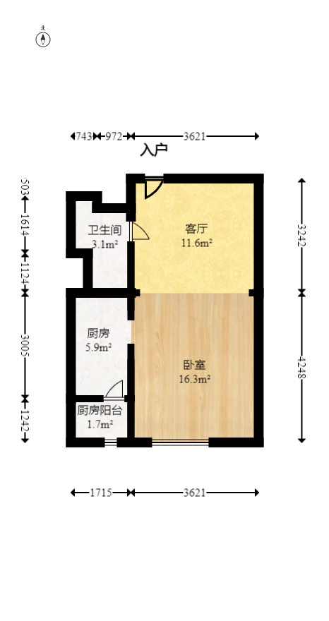 鑫远和城（一、二期）  1室1厅1卫   38.00万室内图1
