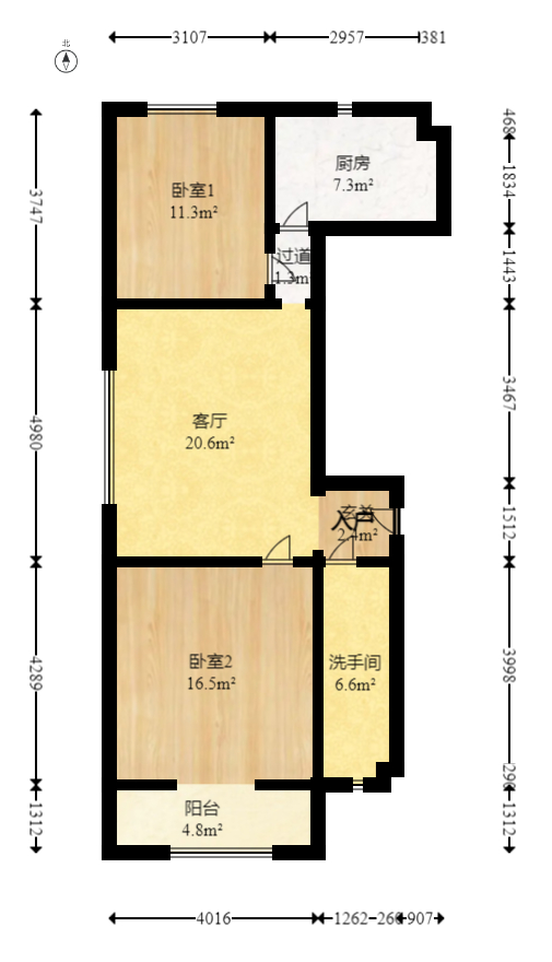 鑫天芙蓉  2室2厅2卫   68.00万室内图1