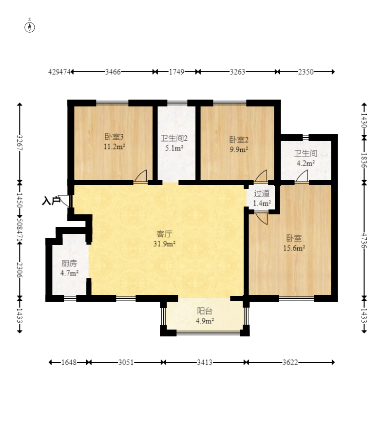 金科世界城  3室2廳2衛(wèi)    92.0萬室內(nèi)圖1