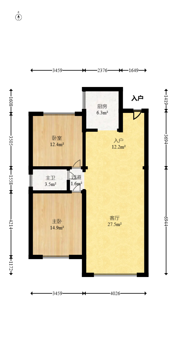 湘楚家园 2室2厅1卫 46.6万 湘楚家园 2室2厅1卫 46.6万户型图