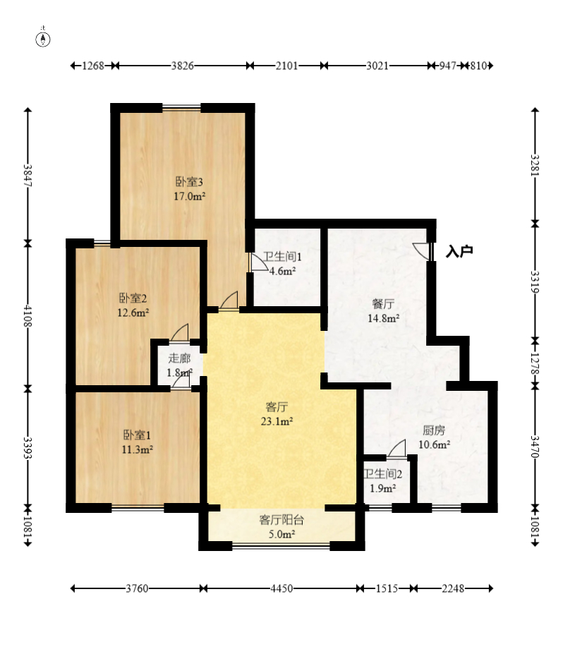 水墨林溪  3室2厅2卫    106.0万 水墨林溪  3室2厅2卫    106.0万户型图