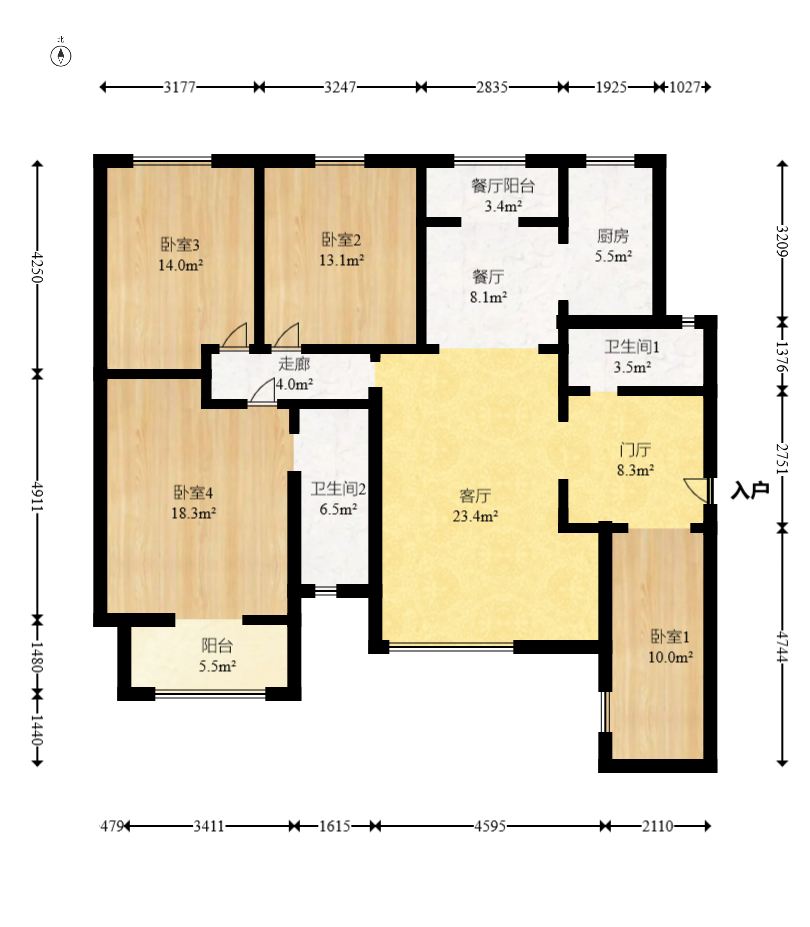 文景领秀  4室2厅2卫   130.00万室内图1