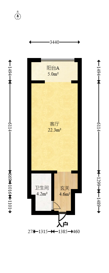 喜盈门范城  1室1厅1卫   33.60万室内图1