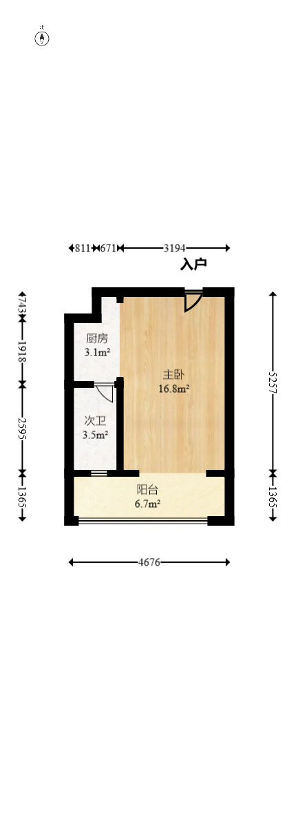 锦地翰城一期 1室0厅1卫 50.0万 锦地翰城一期 1室0厅1卫 50.0万户型图