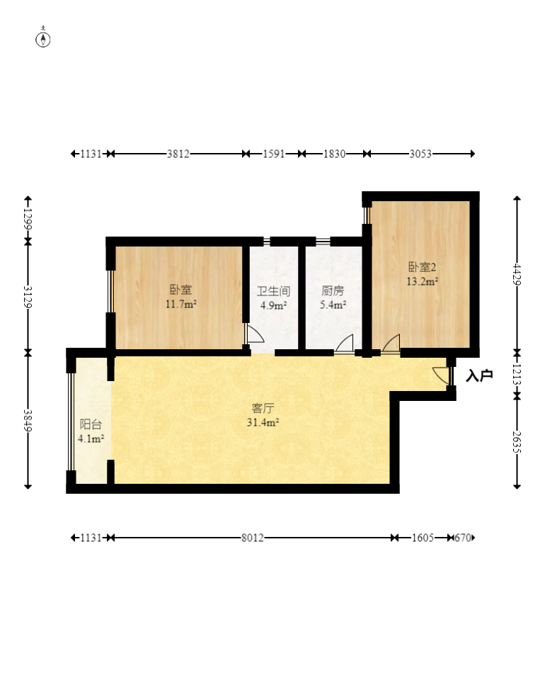 联美品格 2室2厅1卫 47.0万 联美品格 2室2厅1卫 47.0万户型图