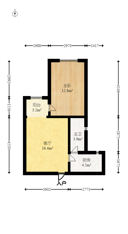 中天广场  1室1厅1卫   62.00万室内图1