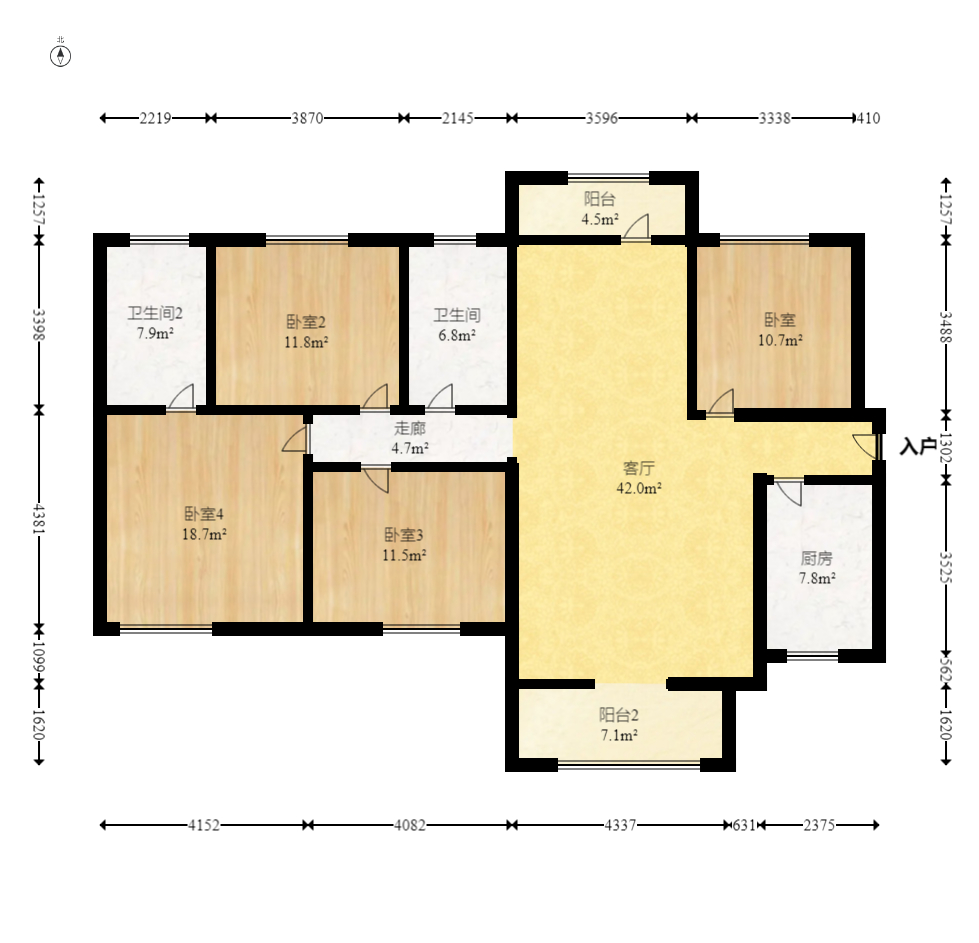 辉煌国际城二期 4室2厅2卫 98.0万 辉煌国际城二期 4室2厅2卫 98.0万户型图